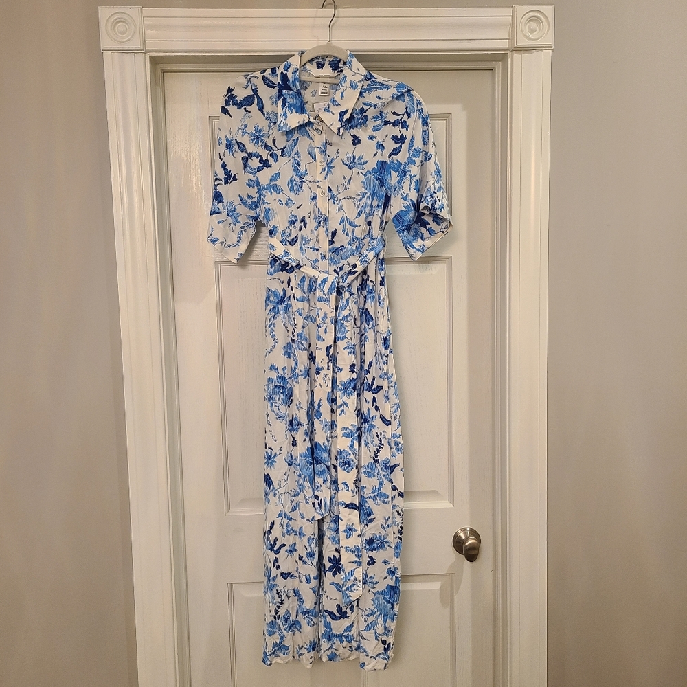 H&M Mama Blue Floral Midi Dress